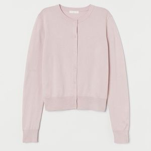 H&M Fine-Knit Cardigan Sz M in Light Pink/Taupe NWT